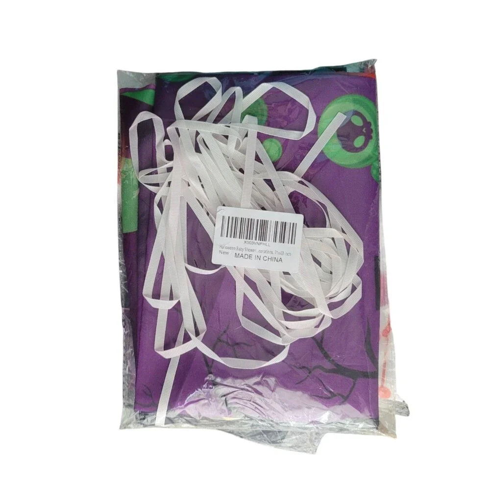 Halloween Baby Shower Decor Set Baby Is Brewing XL Banner & Rectangle Tablecloth